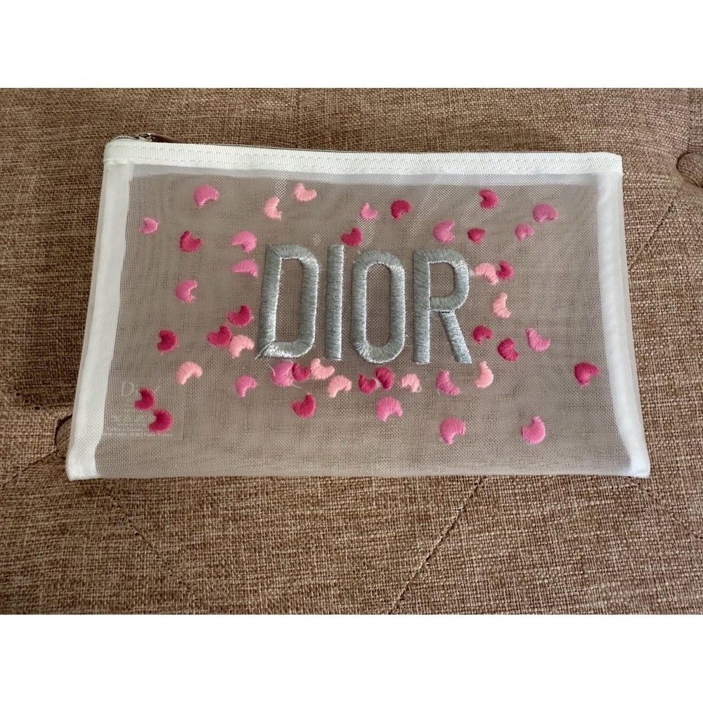 Dior Embroidered Hearts Cosmetic Pouch
